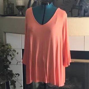 Westbound Bright Coral Ribbed Tunic Top